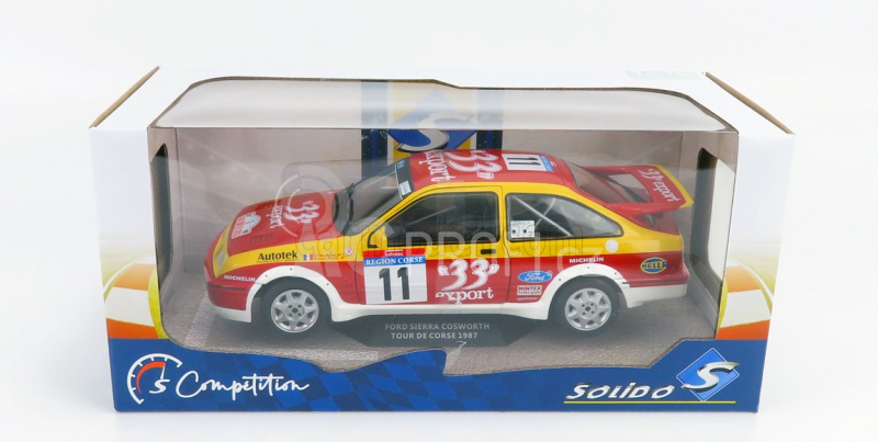 Solido Ford england Sierra Rs Cosworth N 11 Rally Tour De Corse 1987 D.auriol - B.occelli 1:18 Červená Žlutá