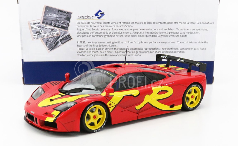 Solido Mclaren F1 Gtr Short Tail 1996 1:18 Červená Žlutá
