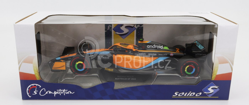 Solido Mclaren F1  Mcl36 Mercedes Team Mclaren N 3 Australian Gp 2022 Daniel Ricciardo 1:18 Oranžová Světle Modrá