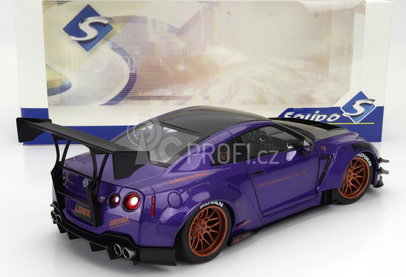 Solido Nissan Gt-r (r35) Liberty Walk Body Kit 2.0 Coupe 2022 1:18 Purple