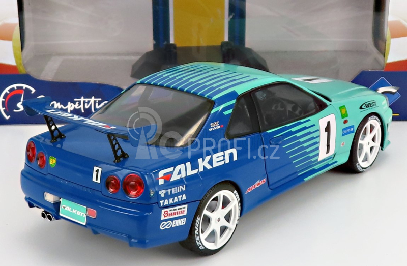 Solido Nissan Skyline (r34) Gt-r Falken Drift Livery 1999 1:18 Blue