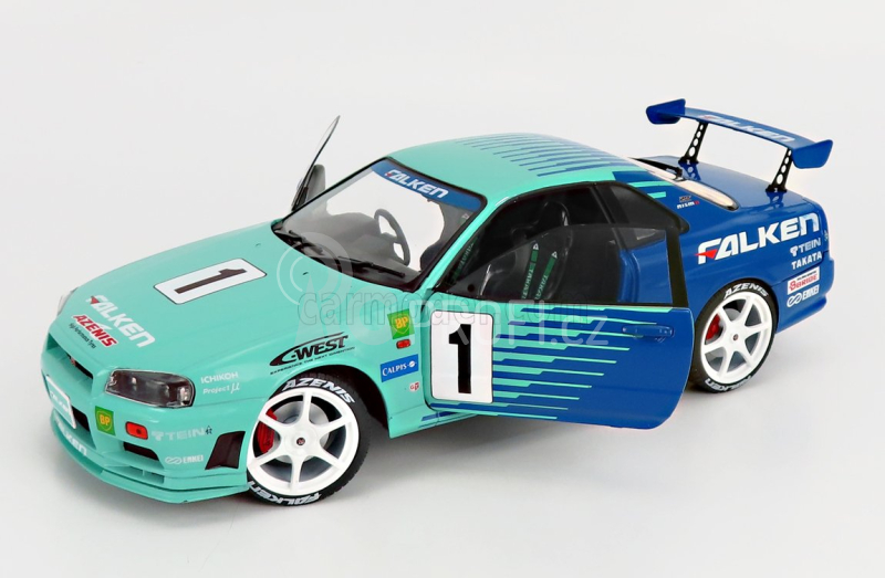 Solido Nissan Skyline (r34) Gt-r Falken Drift Livery 1999 1:18 Blue