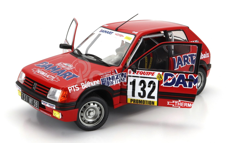 Solido Peugeot 205 1.6 Gti N 132 Rally Montecarlo 1986 Francois Delecour - Anne Chantal Pauwels 1:18 Red