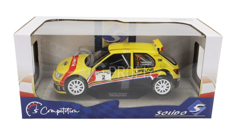 Solido Peugeot 306 Maxi N 2 Rally Eifel Festival 2022 Thierry Neuville - A.cornet 1:18 Žlutá Černá Červená
