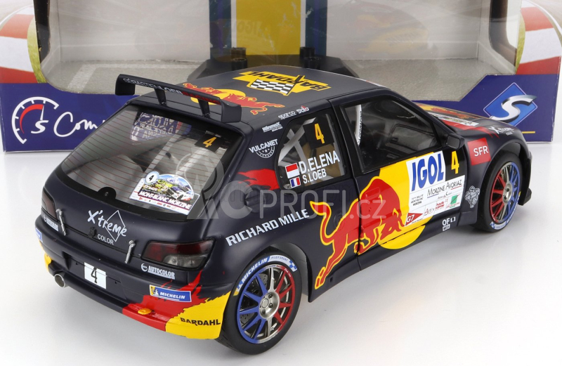 Solido Peugeot 306 Maxi Red Bull N 4 6th Rally Mont Blanc 2021 S.loeb - D.elena 1:18 Modrá Žlutá Červená