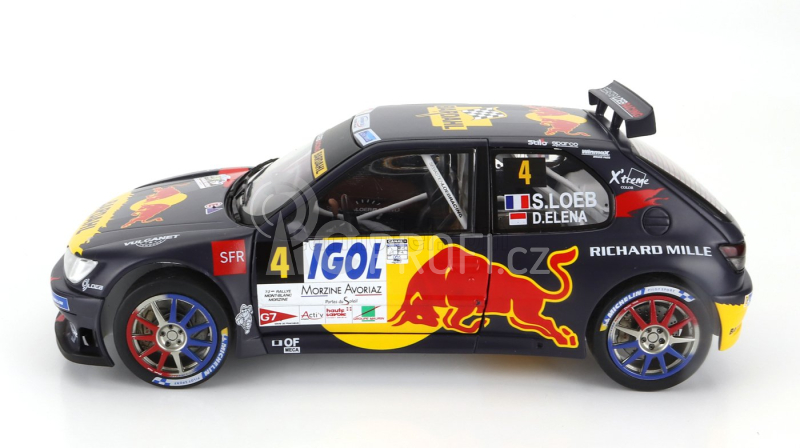 Solido Peugeot 306 Maxi Red Bull N 4 6th Rally Mont Blanc 2021 S.loeb - D.elena 1:18 Modrá Žlutá Červená