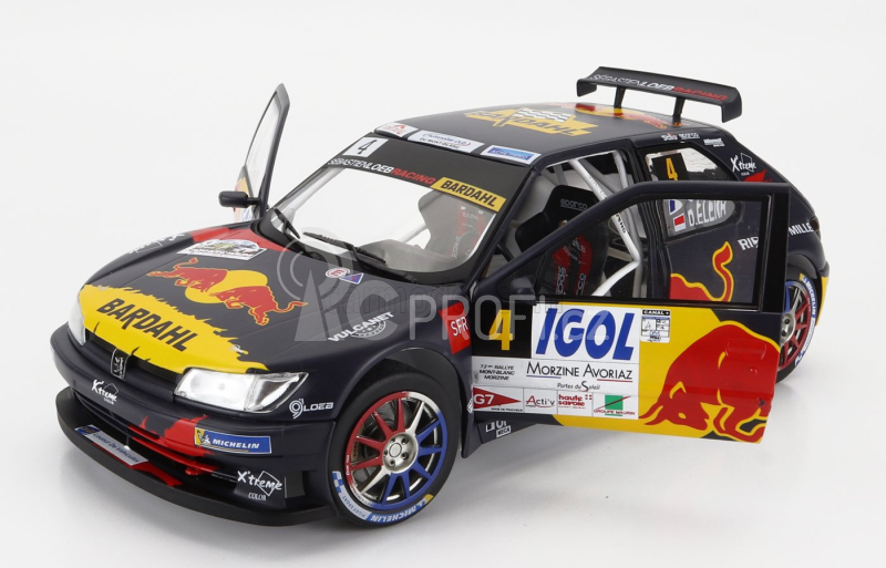 Solido Peugeot 306 Maxi Red Bull N 4 6th Rally Mont Blanc 2021 S.loeb - D.elena 1:18 Modrá Žlutá Červená