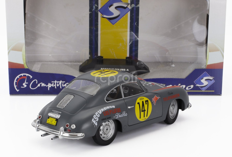 Solido Porsche 356 Pre-a Coupe N 147 Racing Panam 1954 1:18 Šedá Červená