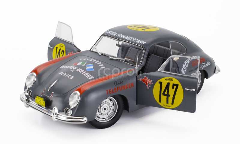 Solido Porsche 356 Pre-a Coupe N 147 Racing Panam 1954 1:18 Šedá Červená
