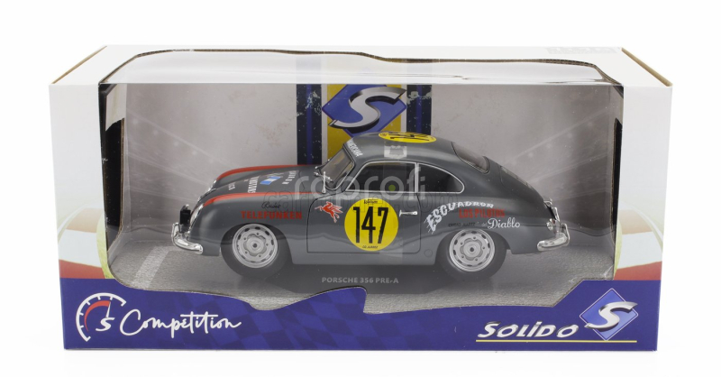 Solido Porsche 356 Pre-a Coupe N 147 Racing Panam 1954 1:18 Šedá Červená