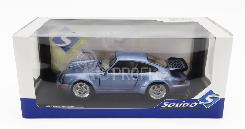 Solido Porsche 911 964 Turbo Coupe 1990 1:18 Světle Modrá Met