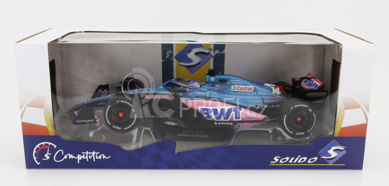 Solido Renault F1 A522 Team Alpine Bwt N 14 Monaco Gp 2022 Fernando Alonso 1:18 Modrá Růžová