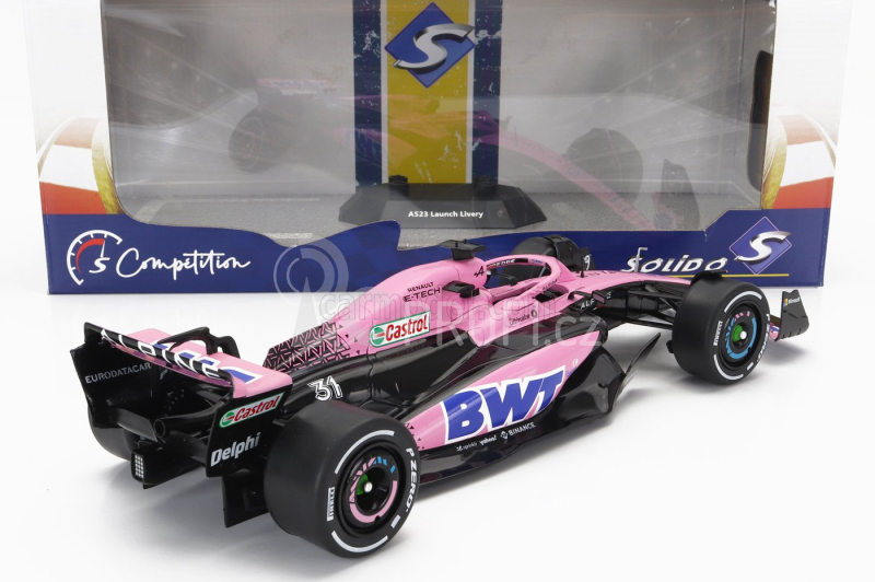 Solido Renault F1  A523 Team Bwt Alpine Press Launch Livery N 10 Pierre Gasly - N 31 Esteban Ocon 2023 1:18 Růžová Černá Modrá