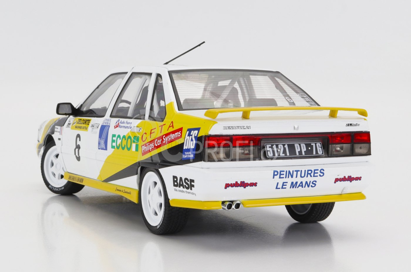 Solido Renault R21 Turbo Mkii Turbo Gr.a (night Version) N 6 Rally Charlemagne 1991 M.rats - G.bourdaud 1:18 Bílá Žlutá Modrá