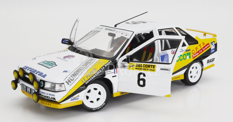 Solido Renault R21 Turbo Mkii Turbo Gr.a (night Version) N 6 Rally Charlemagne 1991 M.rats - G.bourdaud 1:18 Bílá Žlutá Modrá