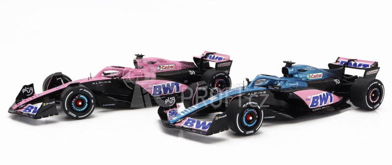 Solido Renault Set 2x F1  A523 Team Bwt Alpine Press Launch Livery N 10 Pierre Gasly - N 31 Esteban Ocon 2023 1:18 Modrá Černá Růžová