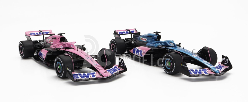 Solido Renault Set 2x F1  A523 Team Bwt Alpine Press Launch Livery N 10 Pierre Gasly - N 31 Esteban Ocon 2023 1:18 Modrá Černá Růžová