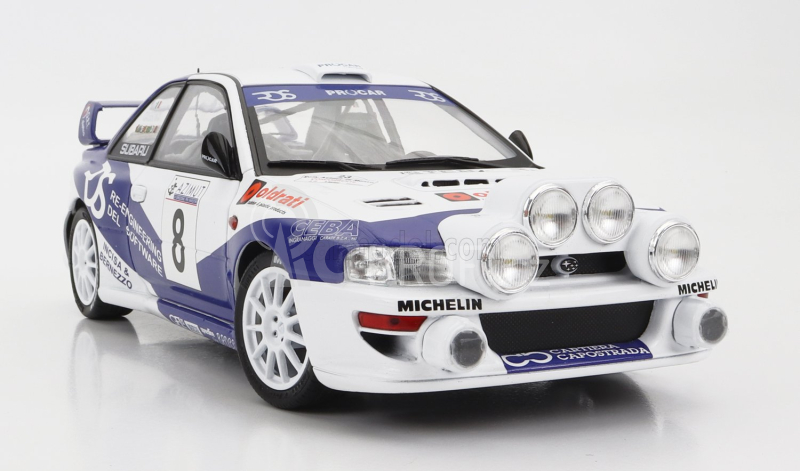 Solido Subaru Impreza S5 Wrc99 (night Version) N 8 Rally Azimut Di Monza 2000 Valentino Rossi - C.cassina 1:18 Bílá Modrá
