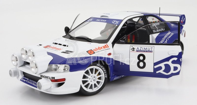 Solido Subaru Impreza S5 Wrc99 (night Version) N 8 Rally Azimut Di Monza 2000 Valentino Rossi - C.cassina 1:18 Bílá Modrá