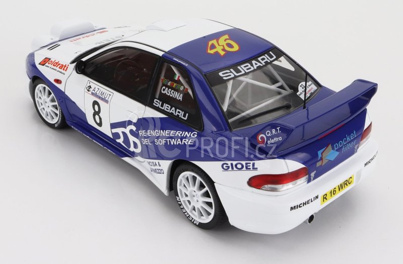 Solido Subaru Impreza S5 Wrc99 (night Version) N 8 Rally Azimut Di Monza 2000 Valentino Rossi - C.cassina 1:18 Bílá Modrá