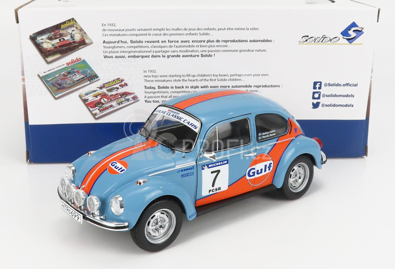 Solido Volkswagen Beetle 1303 Team Gulf N 7 Rally Colds Balls 2019 1:18 Světle Modrá Oranžová
