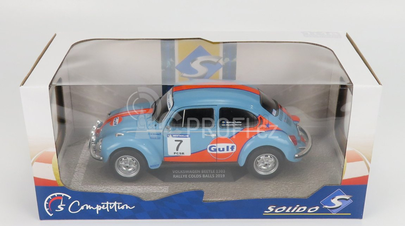 Solido Volkswagen Beetle 1303 Team Gulf N 7 Rally Colds Balls 2019 1:18 Světle Modrá Oranžová