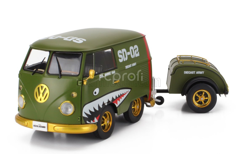 Solido Volkswagen T1 Van Kool Combi With Trailer 1950 1:18 Zelená