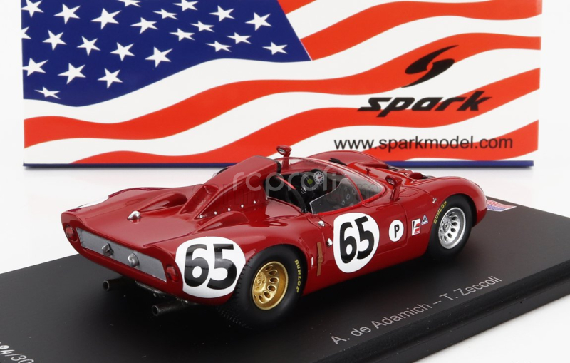 Spark-model Alfa romeo 33 Spider Team Autodelta N 65 12h Sebring 1967 A.de Adamich - T.zeccoli 1:43 Red