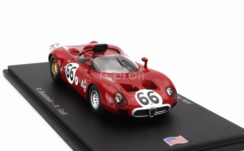 Spark-model Alfa romeo 33 Spider Team Autodelta N 66 12h Sebring 1967 R.bussinello - N.galli 1:43 Red