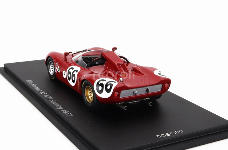 Spark-model Alfa romeo 33 Spider Team Autodelta N 66 12h Sebring 1967 R.bussinello - N.galli 1:43 Red