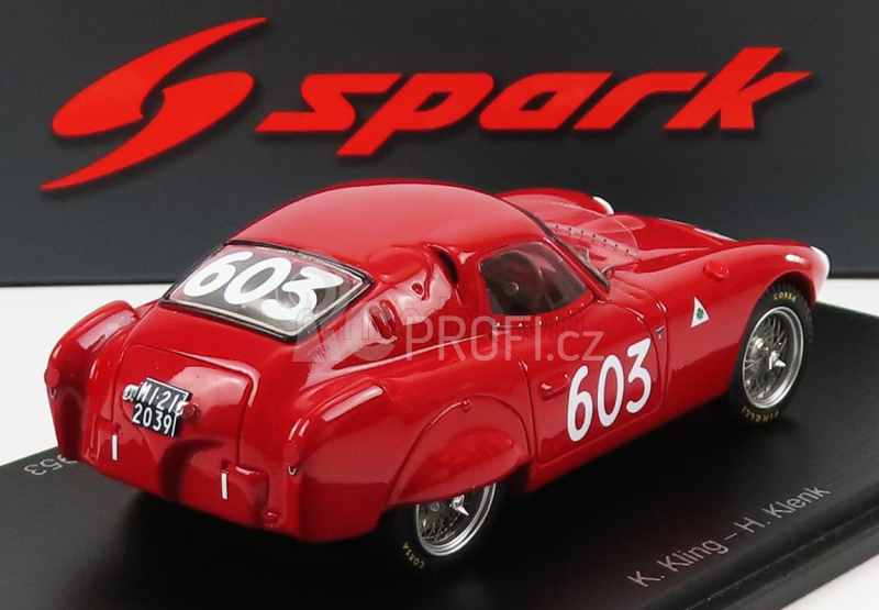 Spark-model Alfa romeo 6c 3000cm N 603 Mille Miglia 1953 K.kling - H.klenk 1:43 Red