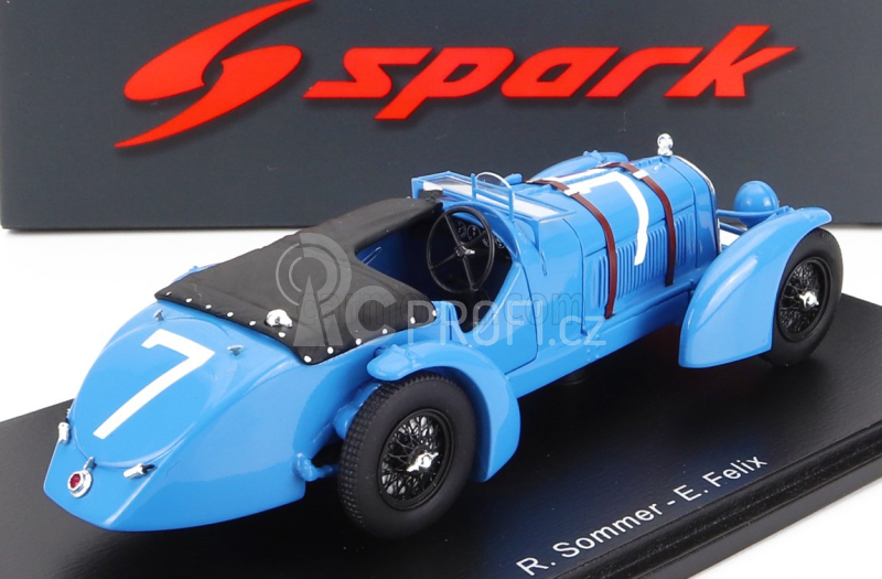 Spark-model Alfa romeo 8c 2.4l S8 Spider Team R.sommer N 7 24h Le Mans 1934 R.sommer - E.felix 1:43 Světle Modrá