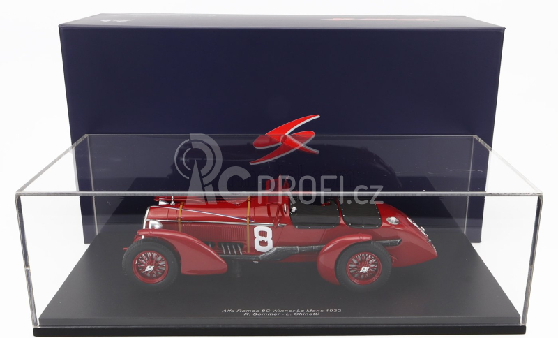Spark-model Alfa romeo 8c 2300lm 2.3l Supercharged Team Raymond Sommer N 8 Winner 24h Le Mans 1932 R.sommer - L.chinetti - Con Vetrina - With Showcase 1:18 Red