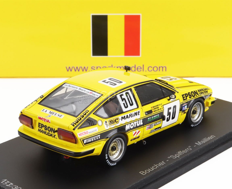 Spark-model Alfa romeo Alfetta Gtv6 Team Luigi Racing N 50 24h Spa 1984 Francois Xavier Boucher - Maillien - Spiffero 1:43 Žlutá