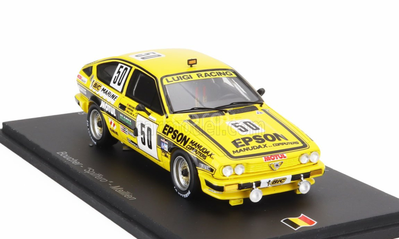 Spark-model Alfa romeo Alfetta Gtv6 Team Luigi Racing N 50 24h Spa 1984 Francois Xavier Boucher - Maillien - Spiffero 1:43 Žlutá