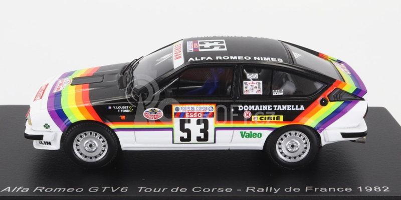 Spark-model Alfa romeo Gtv6 N 53 Rally Tour De Corse 1982 Y.loubet - R.alemany Toutafond 1:43 Černá Bílá