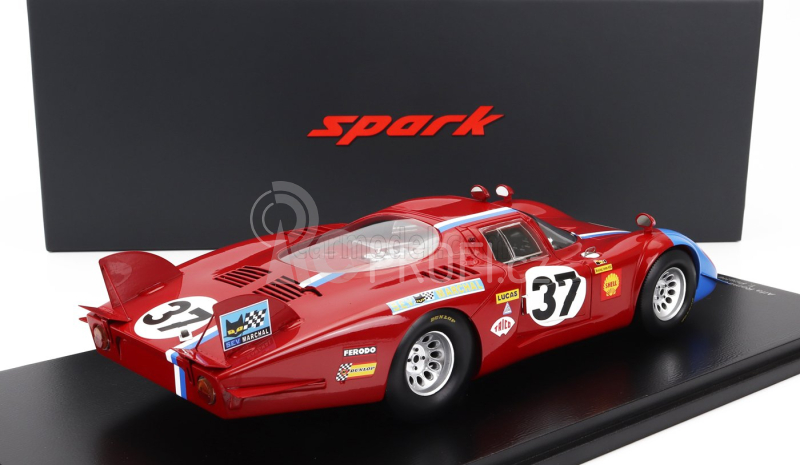 Spark-model Alfa romeo T33/2 1996cc V8 Team Vds Racing N 37 24h Le Mans 1968 T.pilette - R.slotemaker - Con Vetrina - With Showcase 1:18 Red