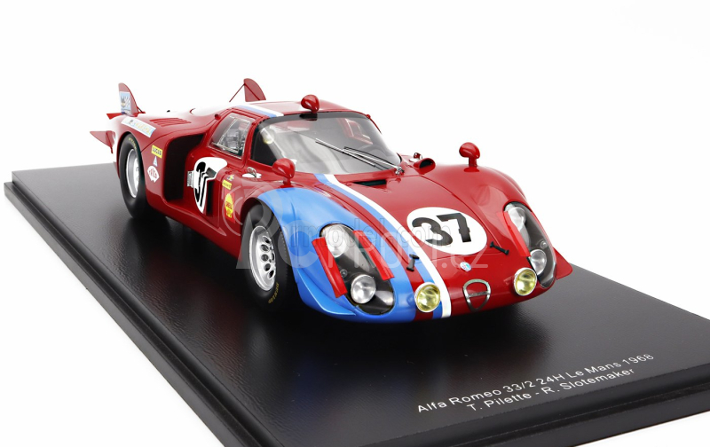 Spark-model Alfa romeo T33/2 1996cc V8 Team Vds Racing N 37 24h Le Mans 1968 T.pilette - R.slotemaker - Con Vetrina - With Showcase 1:18 Red