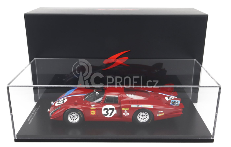 Spark-model Alfa romeo T33/2 1996cc V8 Team Vds Racing N 37 24h Le Mans 1968 T.pilette - R.slotemaker - Con Vetrina - With Showcase 1:18 Red
