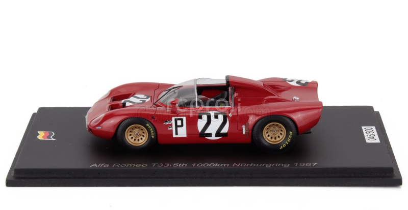 Spark-model Alfa romeo T33 N 22 1000km Nurburgring 1967 Roberto Bussinello - Teodoro Zeccoli - Andrea De Adamich - Nanni Galli 1:43 Red