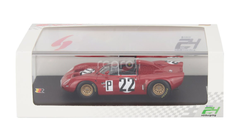 Spark-model Alfa romeo T33 N 22 1000km Nurburgring 1967 Roberto Bussinello - Teodoro Zeccoli - Andrea De Adamich - Nanni Galli 1:43 Red