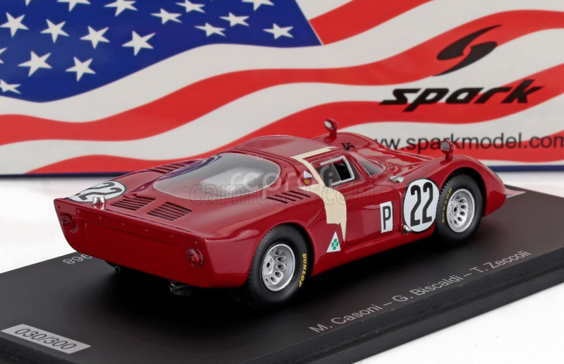Spark-model Alfa romeo T33.2 Team Autodelta Spa N 22 24h Daytona 1968 Mario Casoni - Teodoro Zeccoli - Giampiero Biscaldi 1:43 Červená Žlutá