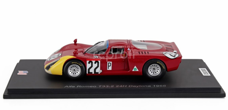 Spark-model Alfa romeo T33.2 Team Autodelta Spa N 22 24h Daytona 1968 Mario Casoni - Teodoro Zeccoli - Giampiero Biscaldi 1:43 Červená Žlutá