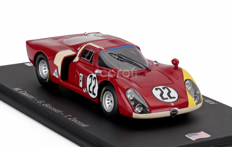 Spark-model Alfa romeo T33.2 Team Autodelta Spa N 22 24h Daytona 1968 Mario Casoni - Teodoro Zeccoli - Giampiero Biscaldi 1:43 Červená Žlutá