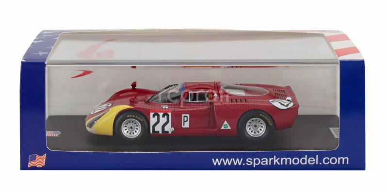 Spark-model Alfa romeo T33.2 Team Autodelta Spa N 22 24h Daytona 1968 Mario Casoni - Teodoro Zeccoli - Giampiero Biscaldi 1:43 Červená Žlutá