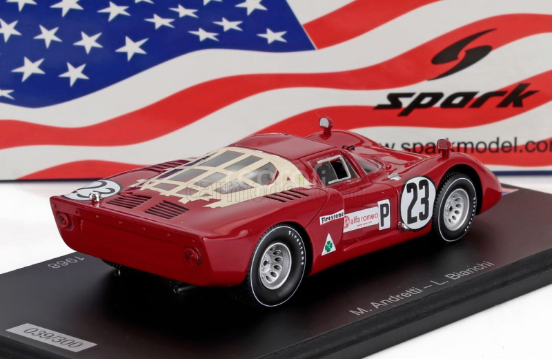 Spark-model Alfa romeo T33.2 Team Autodelta Spa N 23 24h Daytona 1968 Mario Andretti - Lucien Bianchi 1:43 Červená Modrá