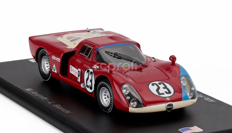 Spark-model Alfa romeo T33.2 Team Autodelta Spa N 23 24h Daytona 1968 Mario Andretti - Lucien Bianchi 1:43 Červená Modrá