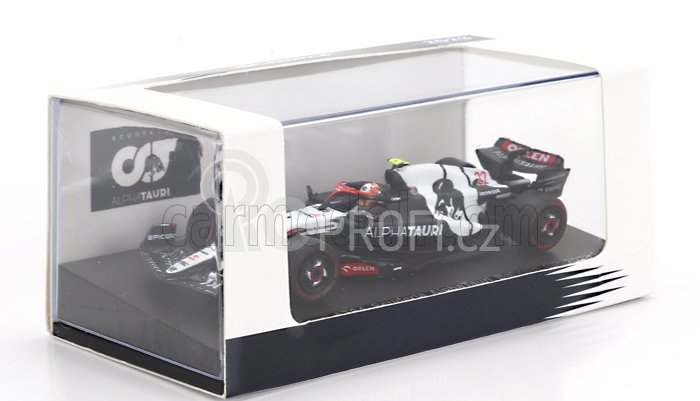Spark-model Alpha tauri F1  At04 Team Alpha Tauri N 22 Season 2023 Yuki Tsunoda 1:64 Modrá Bílá
