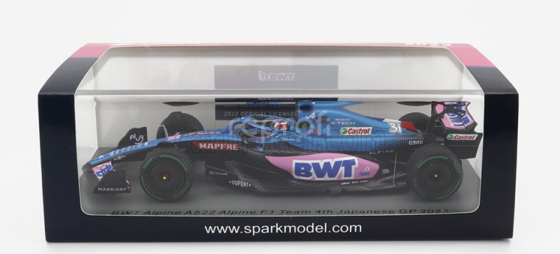 Spark-model Alpine F1 A522 Team Alpine Bwt N 31 4th Japan Gp 2022 Esteban Ocon 1:43 Modrá Růžová