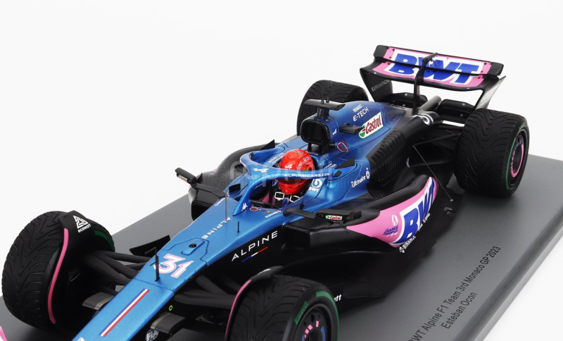 Spark-model Alpine F1  A523 Team Bwt Alpine N 31 3rd Monaco Gp 2023 Esteban Ocon 1:18 Modrá Růžová